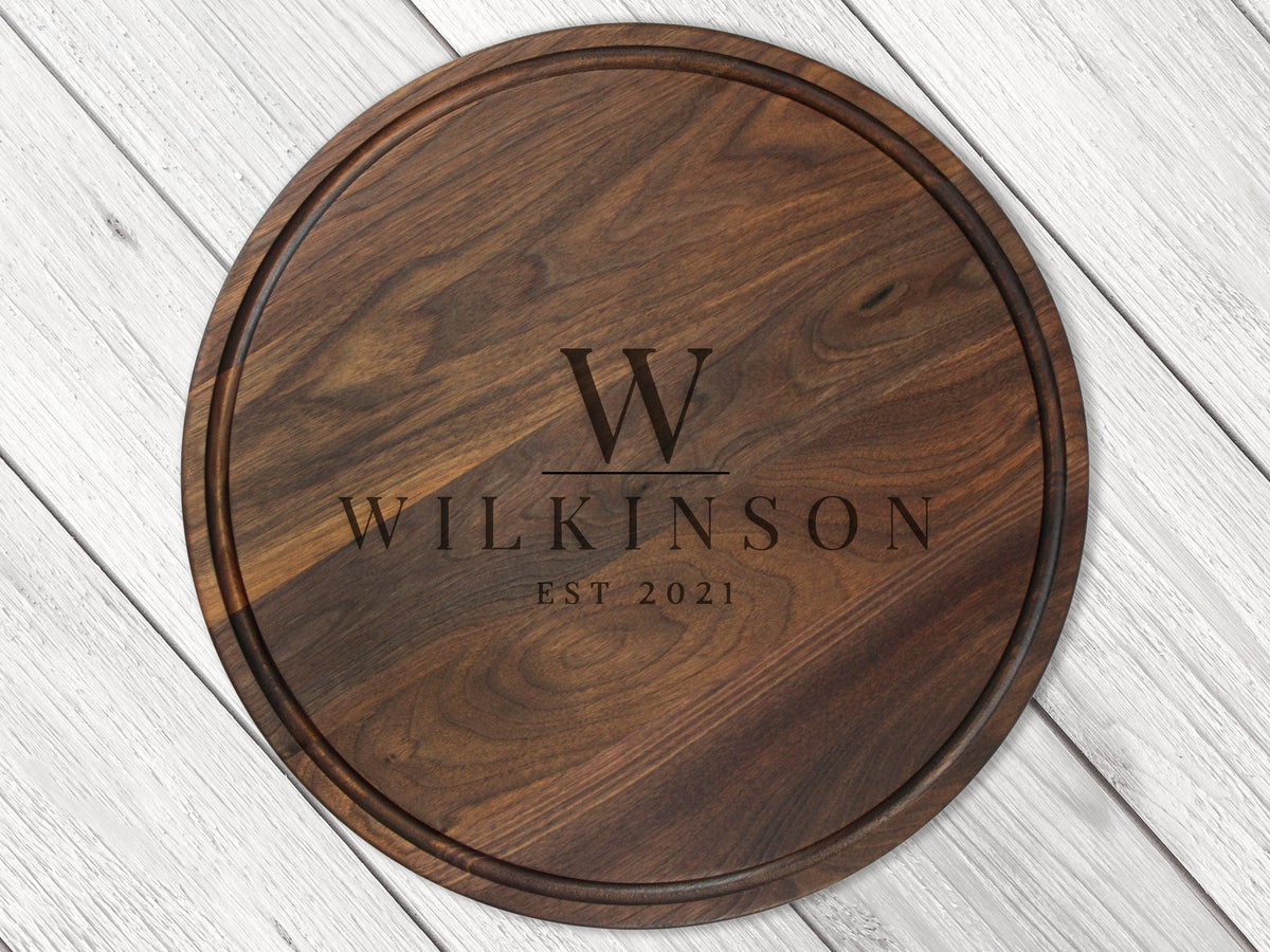 Round Walnut Board with Juice Groove, view 5