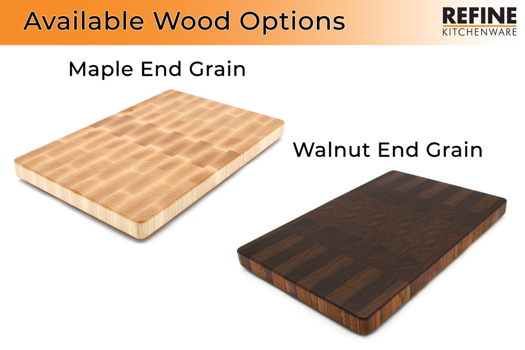 End Grain Butcher Block, Walnut or Maple, detail view