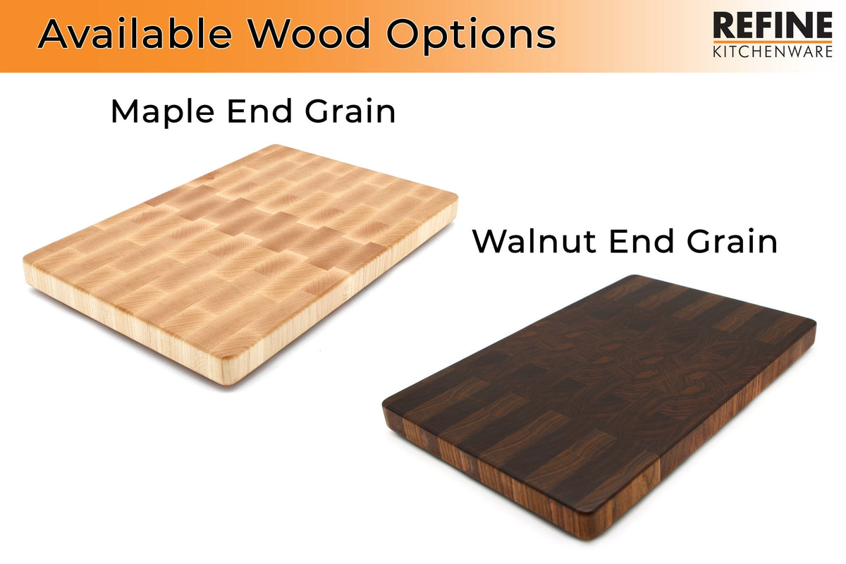 End Grain Butcher Block, Walnut or Maple, detail view