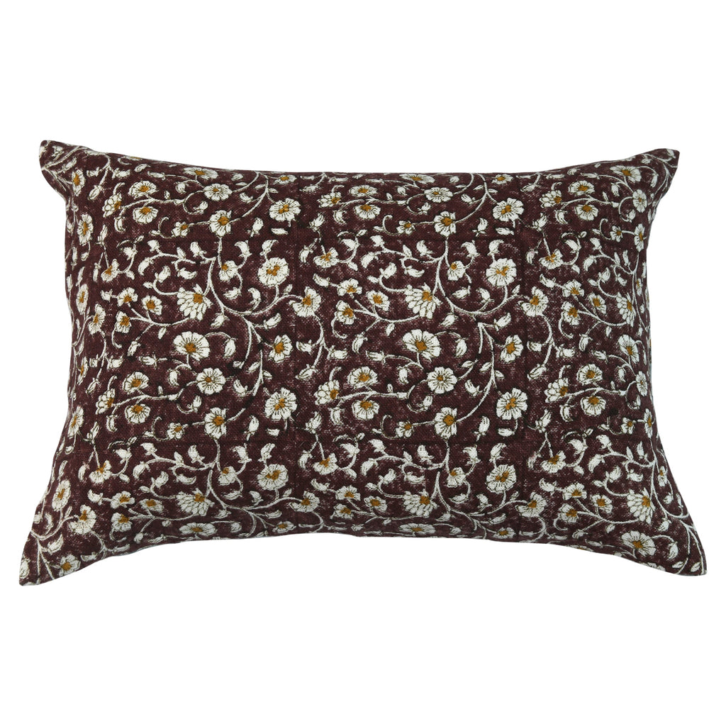 Inaya Linen Floral Pillow Cover, Ruby on White