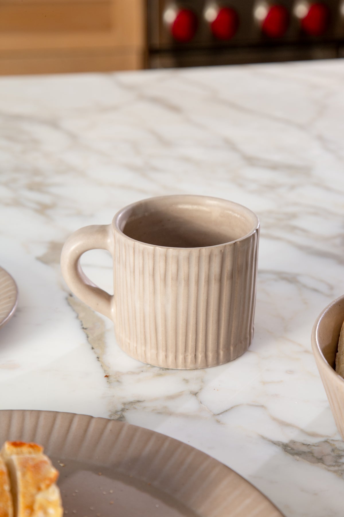 Hand-Carved Clay-Toned Ceramic Mug, alternate view