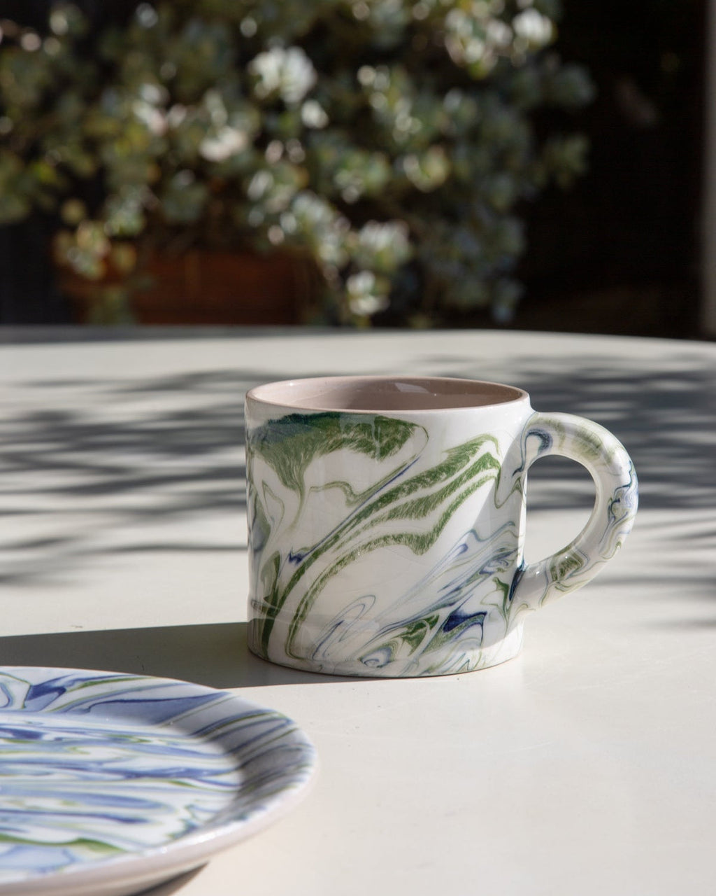 Marbled Ocean Blue Ceramic Mug, alternate view