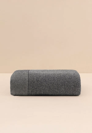 Waffle-Weave Cotton Blend Throw, Black, another angle