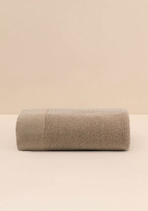 Waffle-Weave Cotton Blend Throw, Camel, detail view