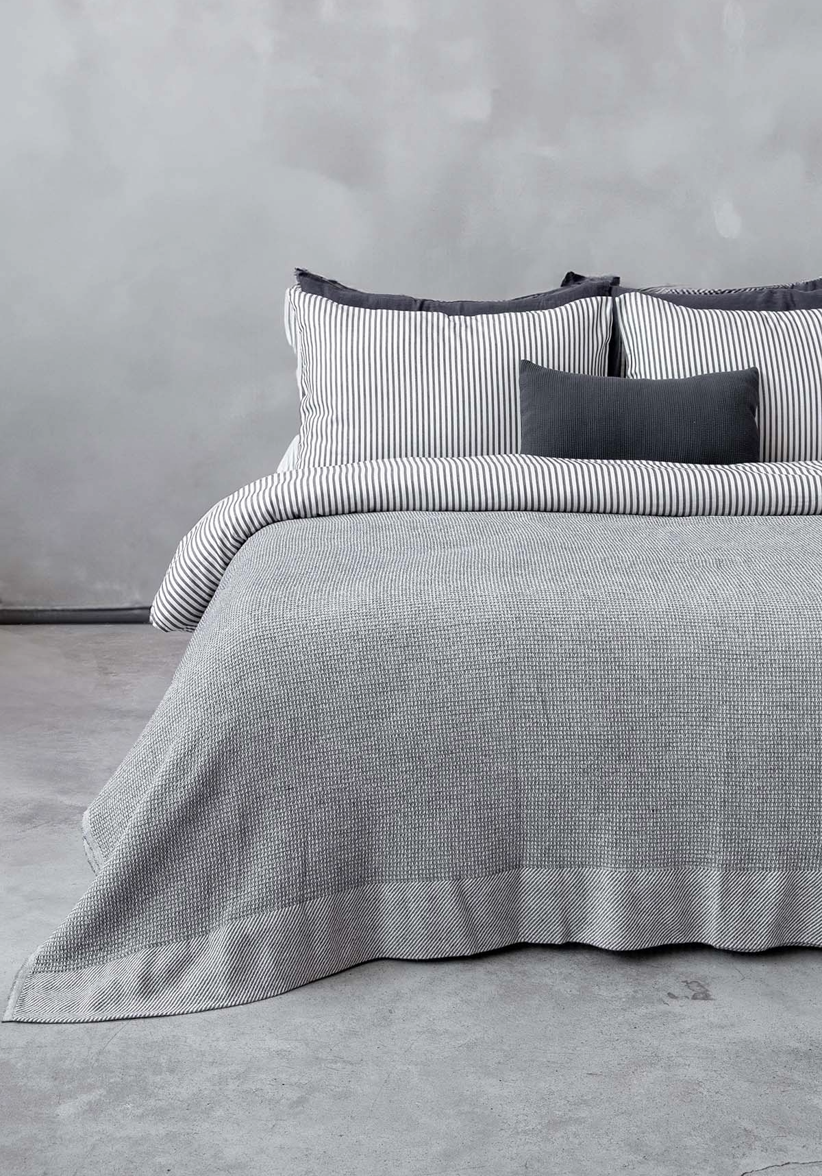 Waffle-Weave Cotton Blend Throw, Grey, alternate view