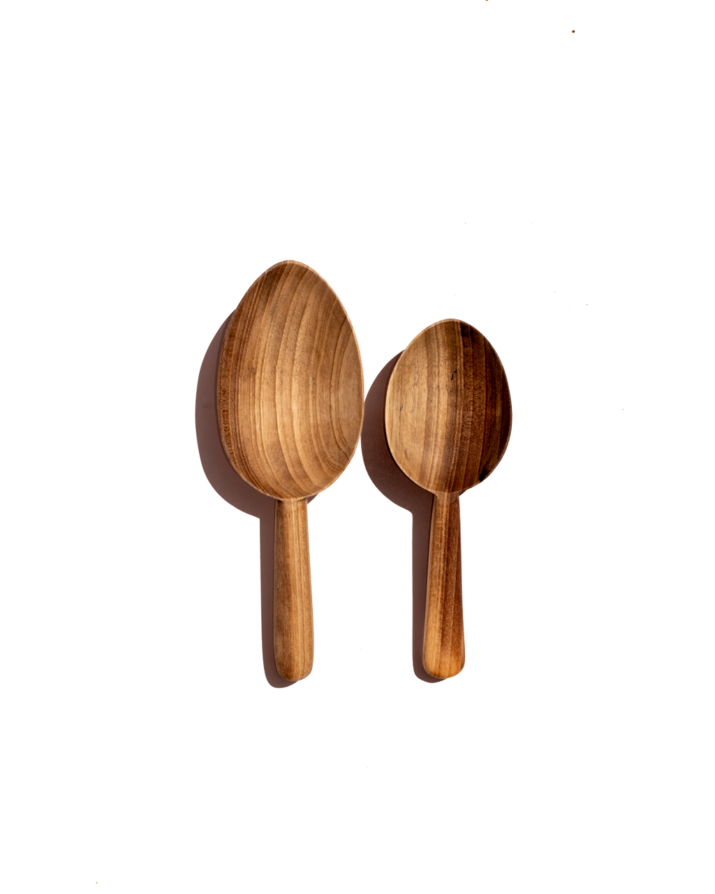 Carved Walnut Scoop Spoons, Set of 2