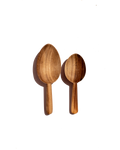 Carved Walnut Scoop Spoons, Set of 2