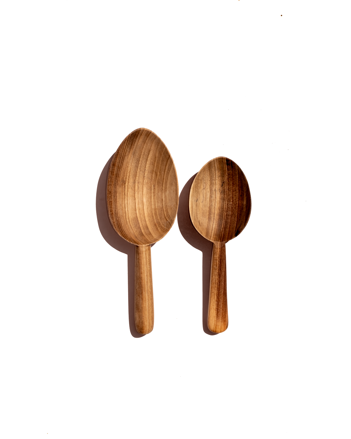 Carved Walnut Scoop Spoons, Set of 2