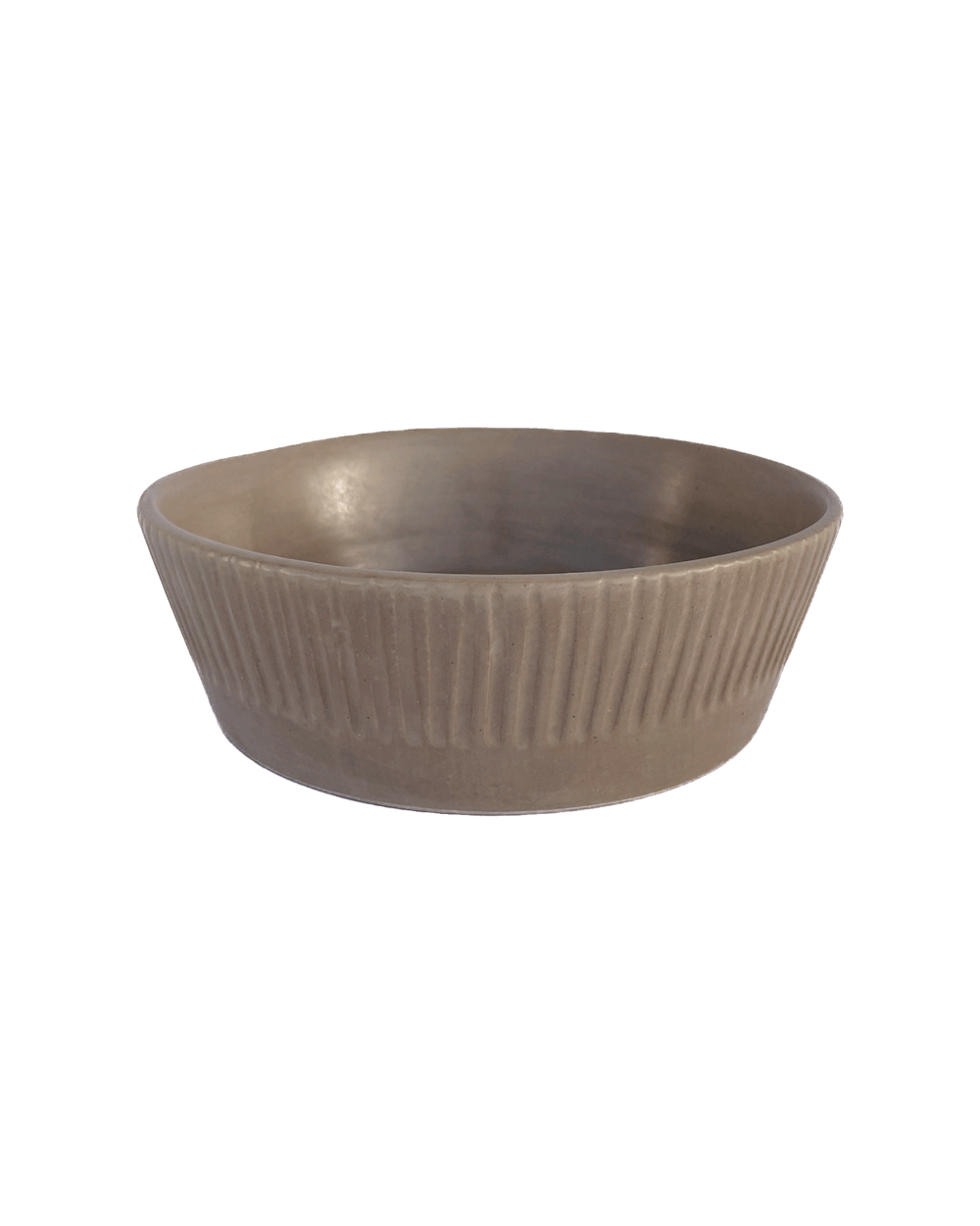 Carved Clay-Toned Ceramic Serving Bowl, 9.5 in