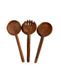Long Handle Walnut Spoons, Set of 3