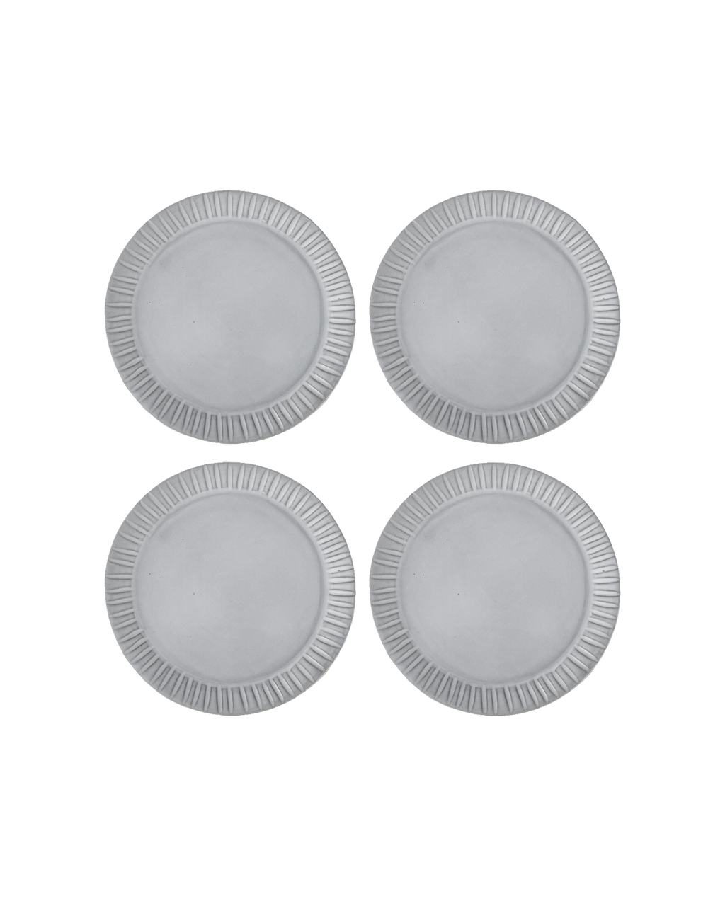 Carved Matte White Ceramic Salad Plates, Set of 4