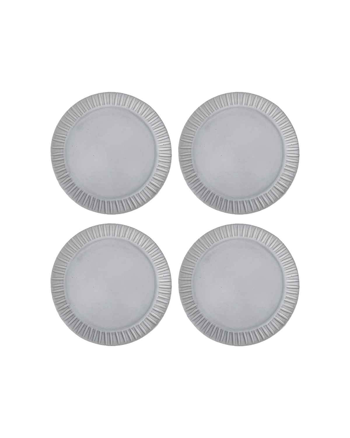 Carved Matte White Ceramic Salad Plates, Set of 4