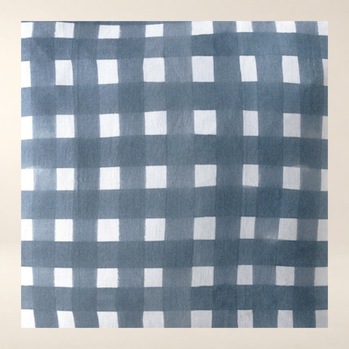 Blue Cross-Hatch Linen Throw Pillow close-up of the photographed product details.