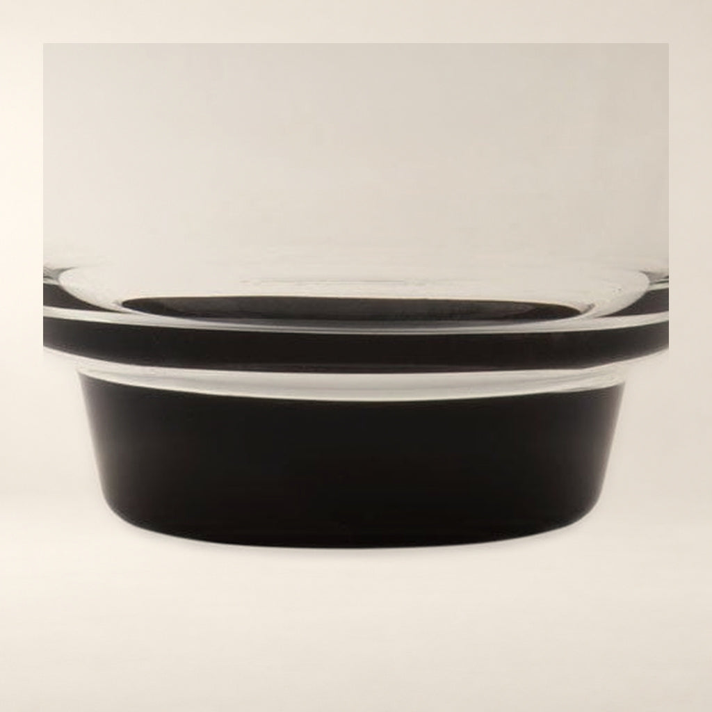 Cirrus Stackable Borosilicate Glass Cups, Black Base, Set of 2 close-up of the photographed product details.
