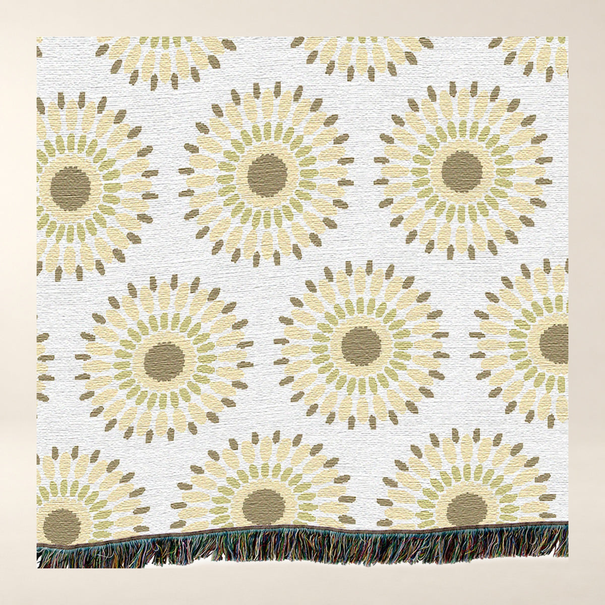 Sand Sunburst Woven Cotton Throw tighter close-up of the photographed surface.